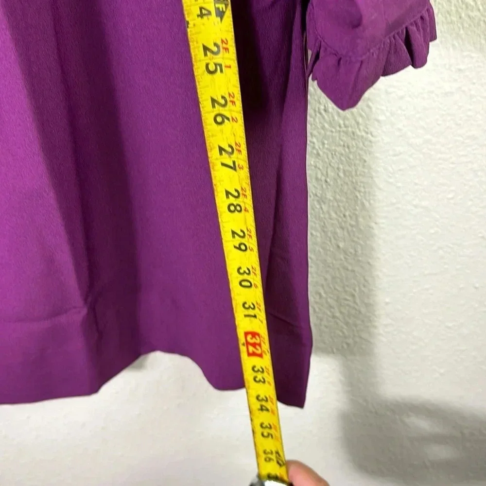 NWT J. Crew Ruffle neck and sleeves - shift dress in purple plum size 6